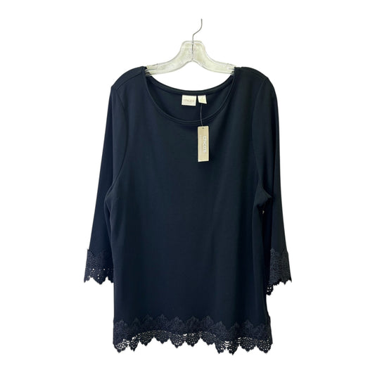 Top 3/4 Sleeve By Chicos In Black, Size:Xl