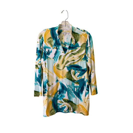 Top 3/4 Sleeve By Chicos In Aqua, Size:M