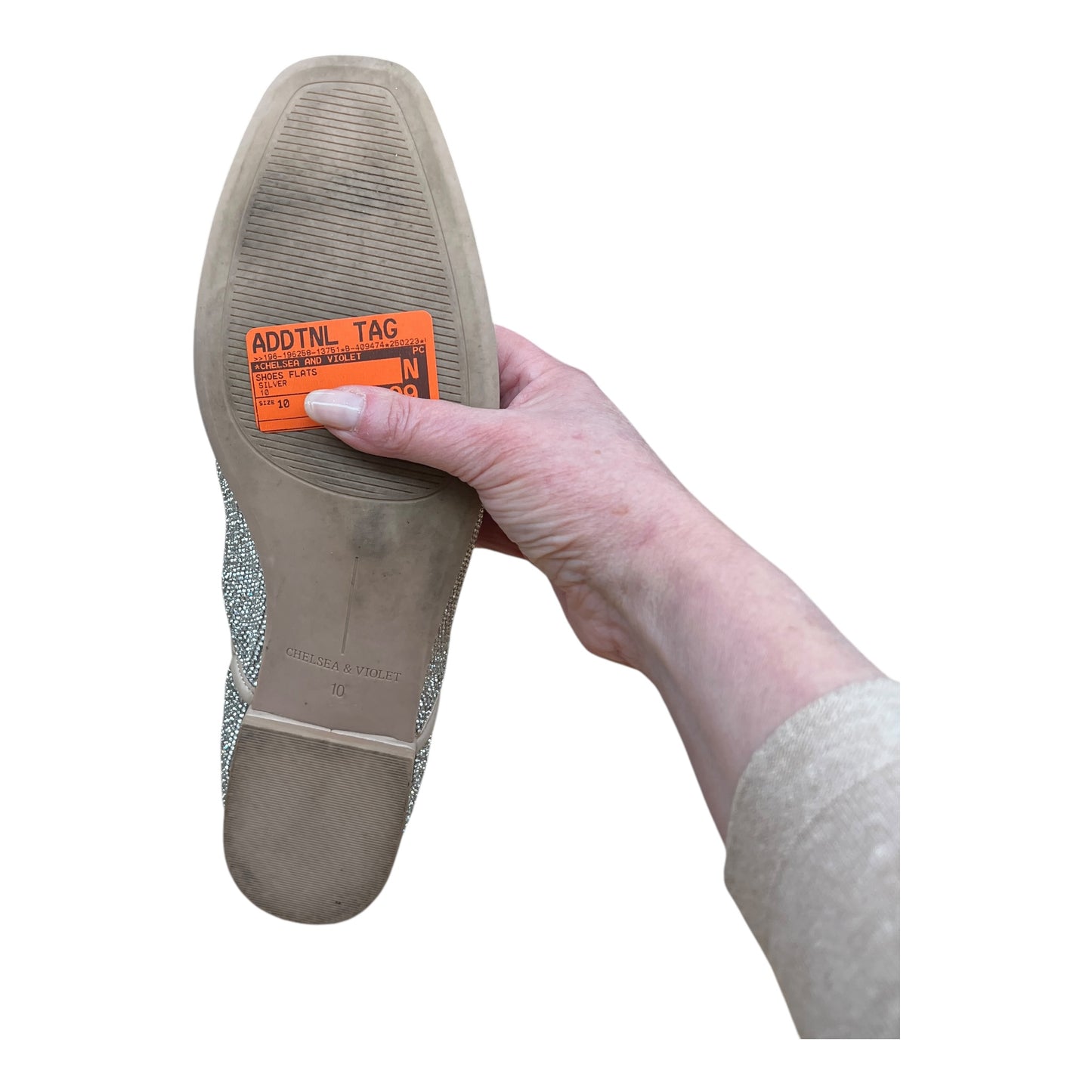 Shoes Flats By Chelsea And Violet In Silver, Size:10
