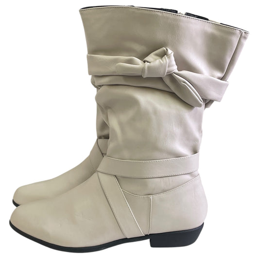 Boots Mid-Calf Flats By Comfortview In Cream, Size:12