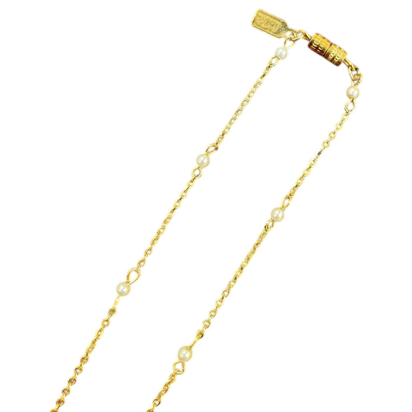 Necklace Lariat & Y-Drop By 1928 In Gold & White