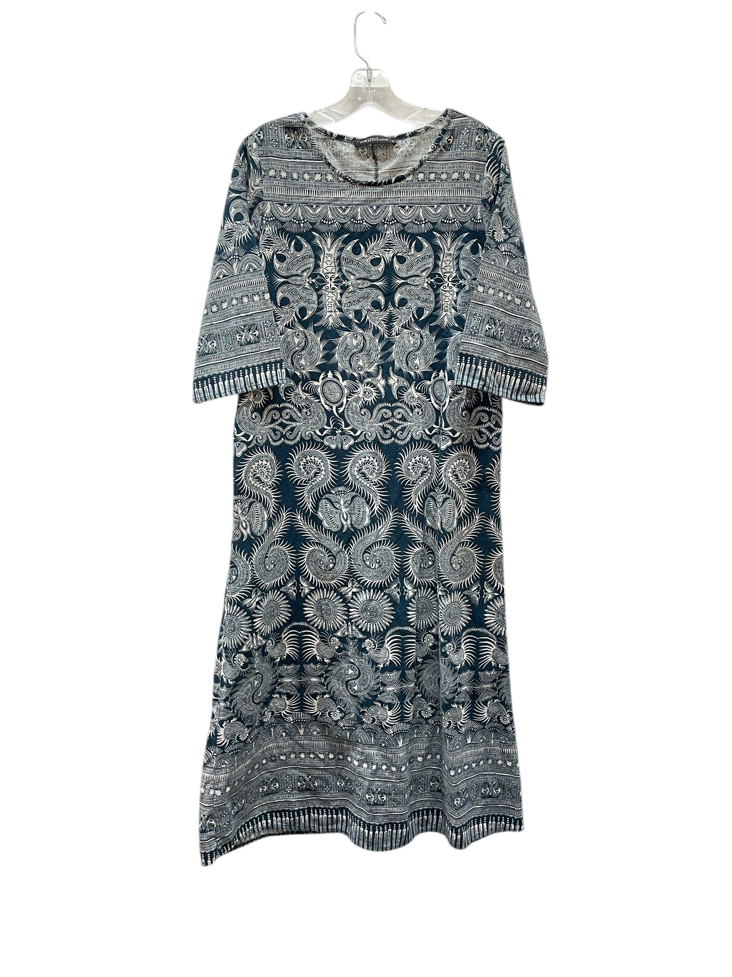 Dress Casual Maxi By Zanzea In Blue & White, Size:M