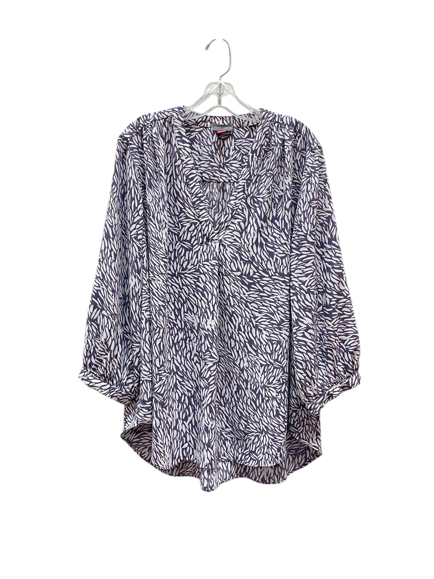 Blouse Ls By Vince Camuto In Purple & White, Size:2X