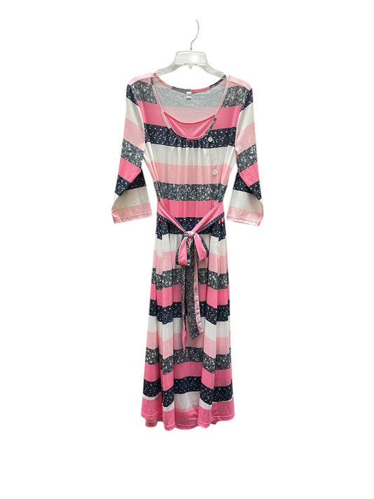 Dress Casual Maxi By Clothes Mentor In Pink & White, Size:L