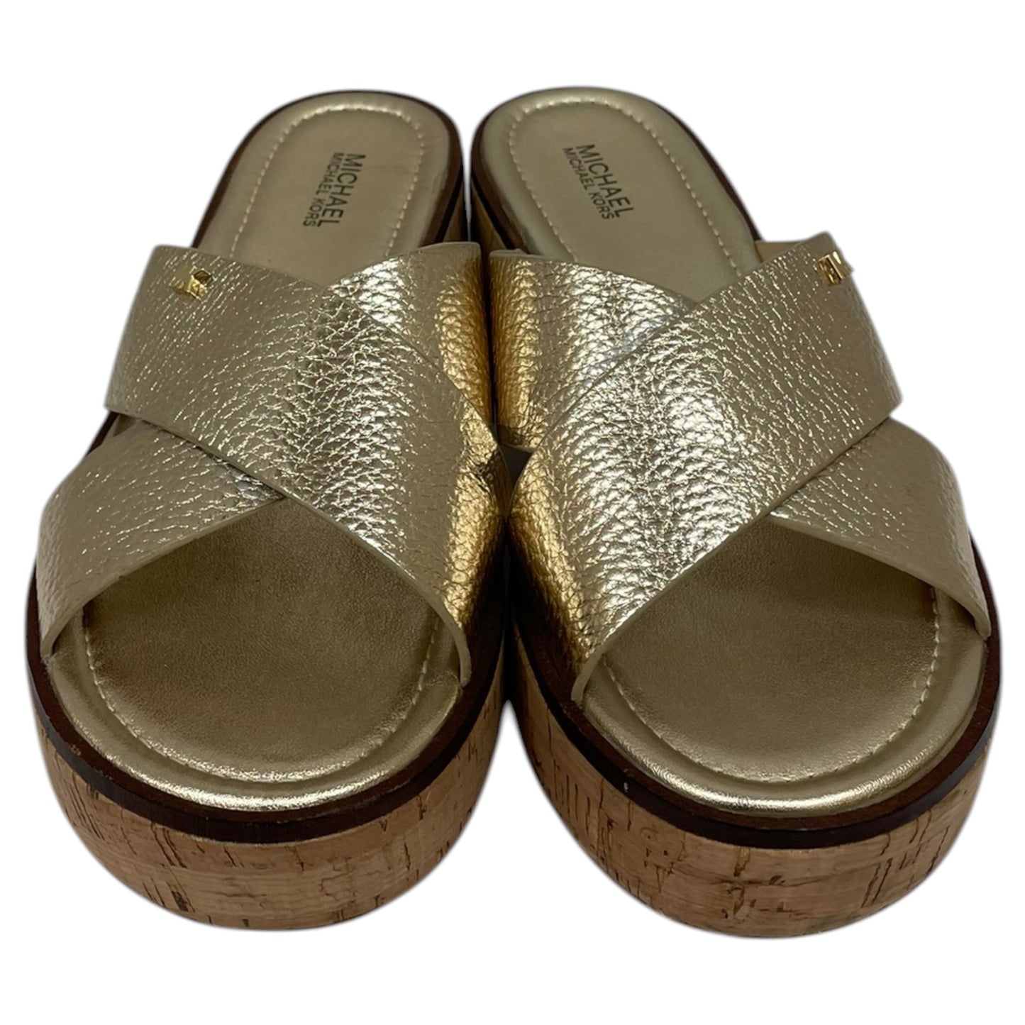 Sandals Designer By Michael Kors In Gold, Size:7.5