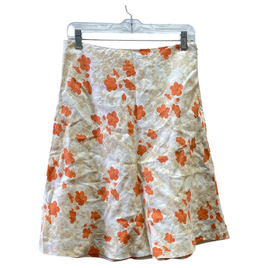 Skirt Midi By Ann Taylor In Orange & Tan, Size:4