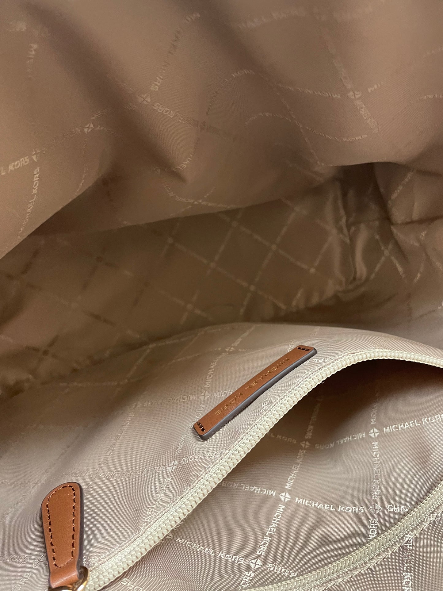 Handbag Designer By Michael Kors In Brown & Gold, Size:Large