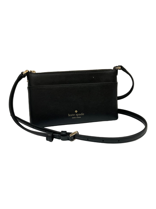 Crossbody Designer By Kate Spade In Black & Gold, Size:Small