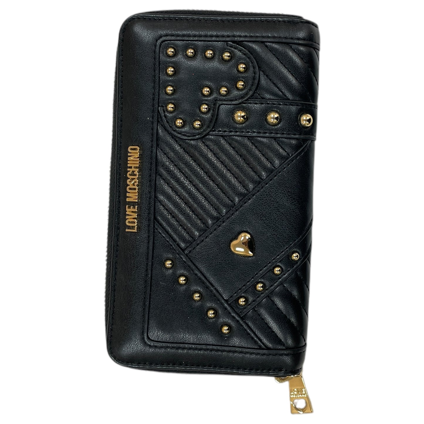 Wallet Leather By Love Moschino In Black, Size:Large