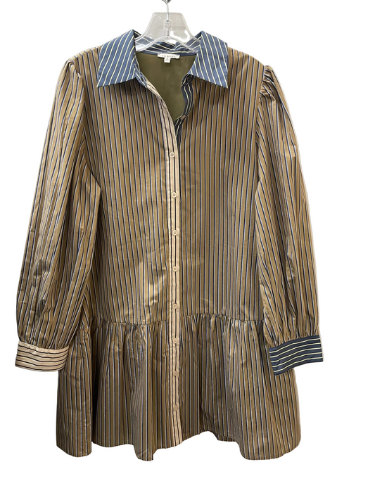Dress Casual Midi By Jodifl In Blue & Tan, Size:M