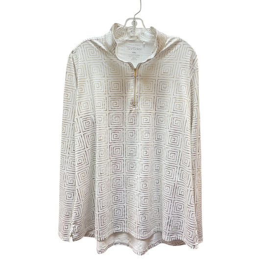 Athletic Top Ls Collar By SAN SOLEIL In Gold & White, Size:Xxl