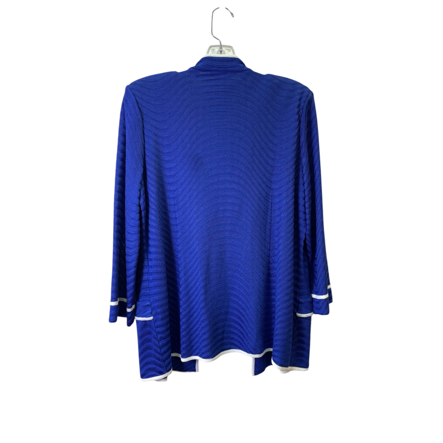 Sweater Cardigan By Misook In Blue & White, Size:L