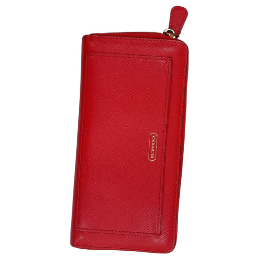 Wallet Designer By Coach In Red, Size:Large