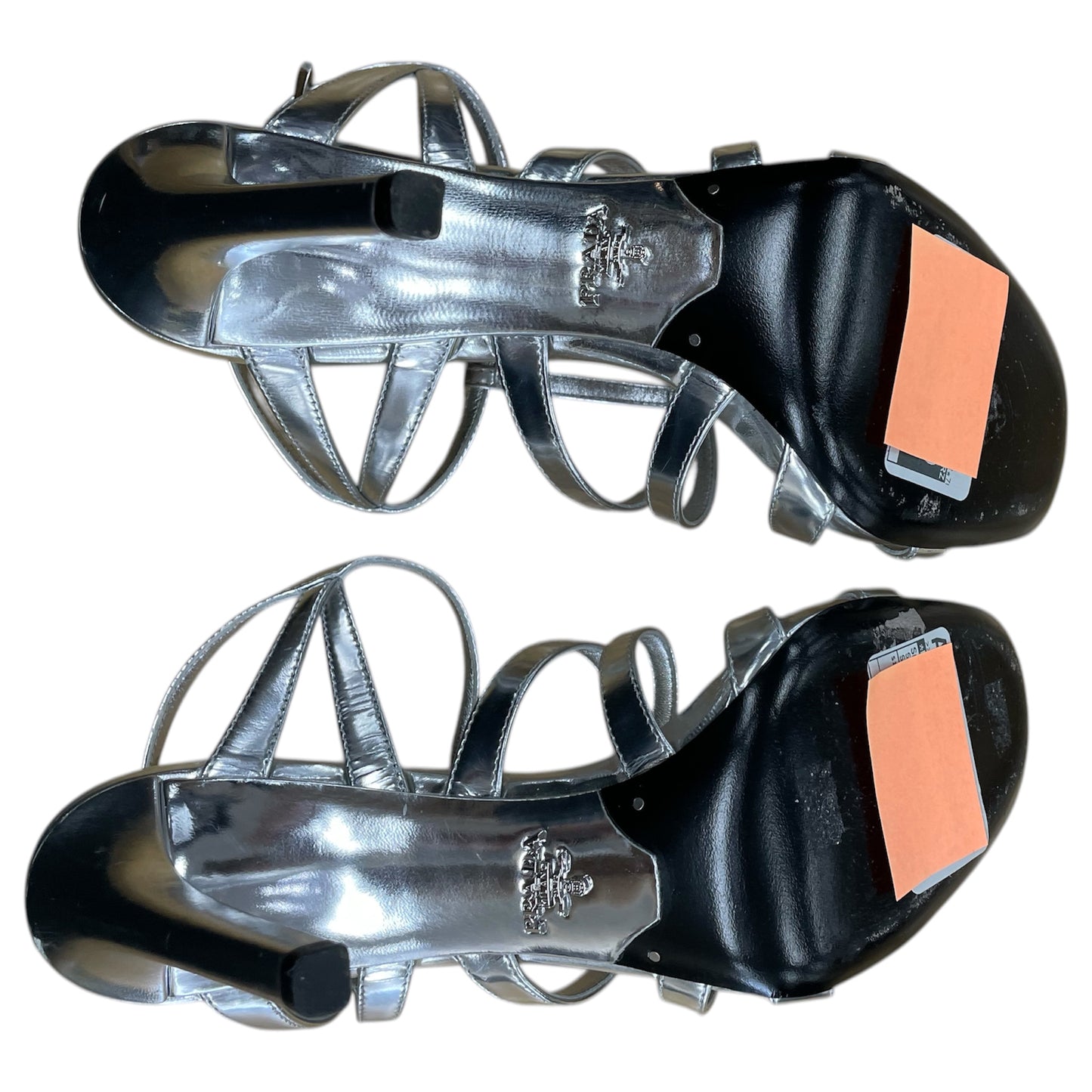 Sandals Luxury Designer By Prada In Silver, Size:10