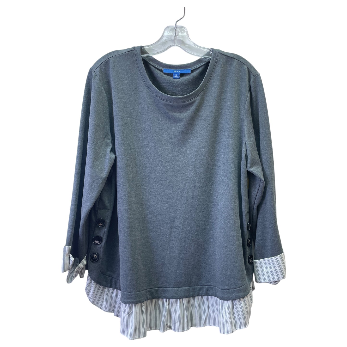 Sweatshirt Crewneck By Apt 9 In Grey, Size:Xl