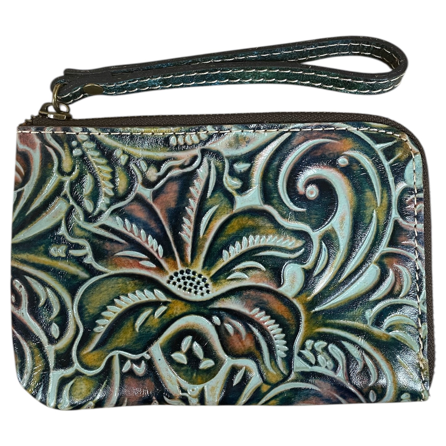 Wristlet Designer By Patricia Nash In Green & Orange, Size:Small