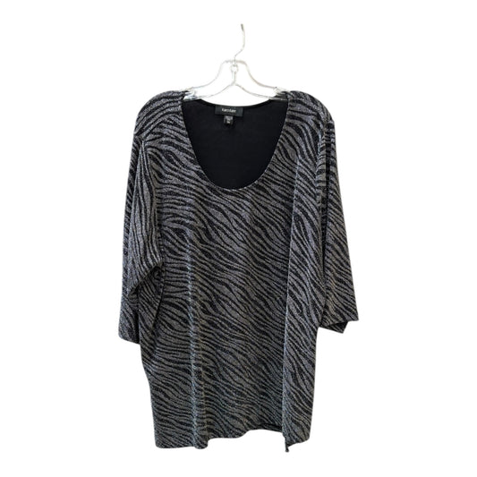 Tunic 3/4 Sleeve By Karen Kane In Black & Silver, Size:3X