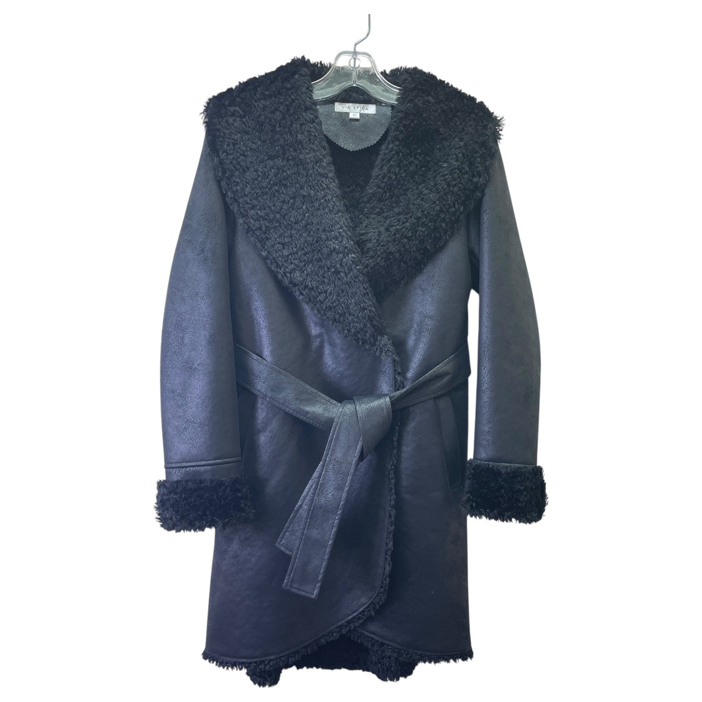 Coat Faux Fur & Sherpa By Via Spiga In Black, Size:Xs