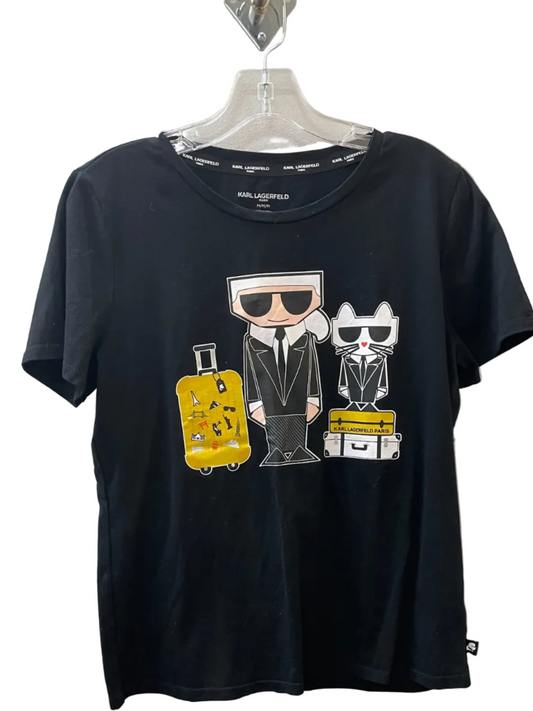 Top Ss Designer By Karl Lagerfeld In Black & Yellow, Size:M