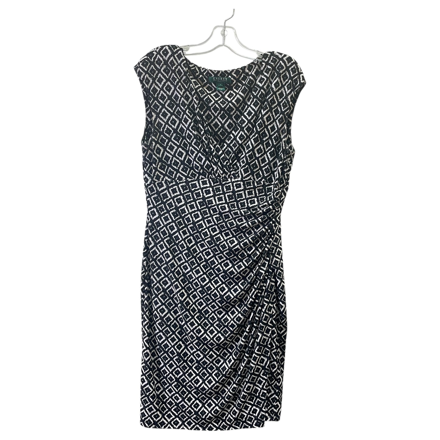 Dress Party Midi By Lauren By Ralph Lauren In Black & White, Size:L