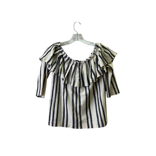 Top 3/4 Sleeve By Banana Republic In Black & Cream, Size:S