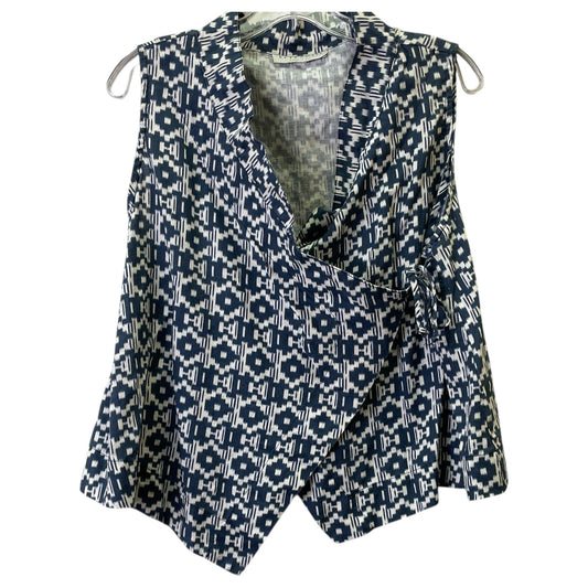 Top Sleeveless By Bryn Walker In Blue & White, Size:M
