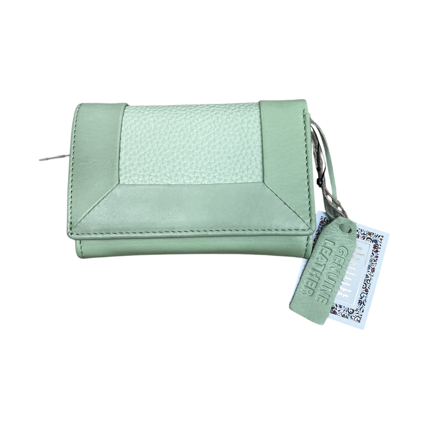 Wallet Leather  In Green, Size:Small