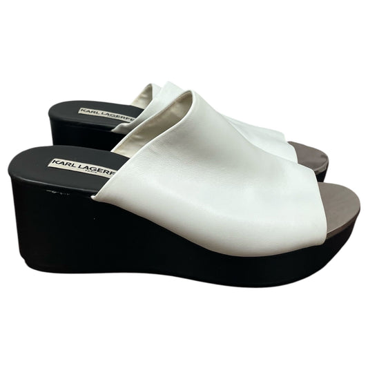 Sandals Designer By Karl Lagerfeld In White, Size:9