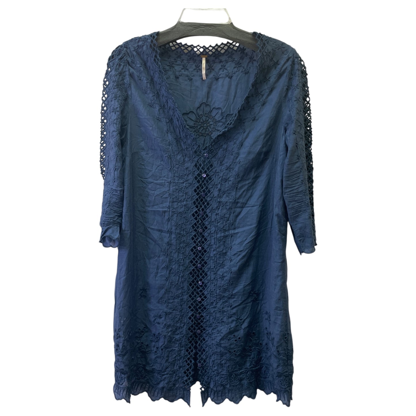 Tunic 3/4 Sleeve By Free People In Blue, Size:L