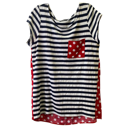 Top Ss Basic By Cha Cha Vente In Blue & Red & White, Size:Xl