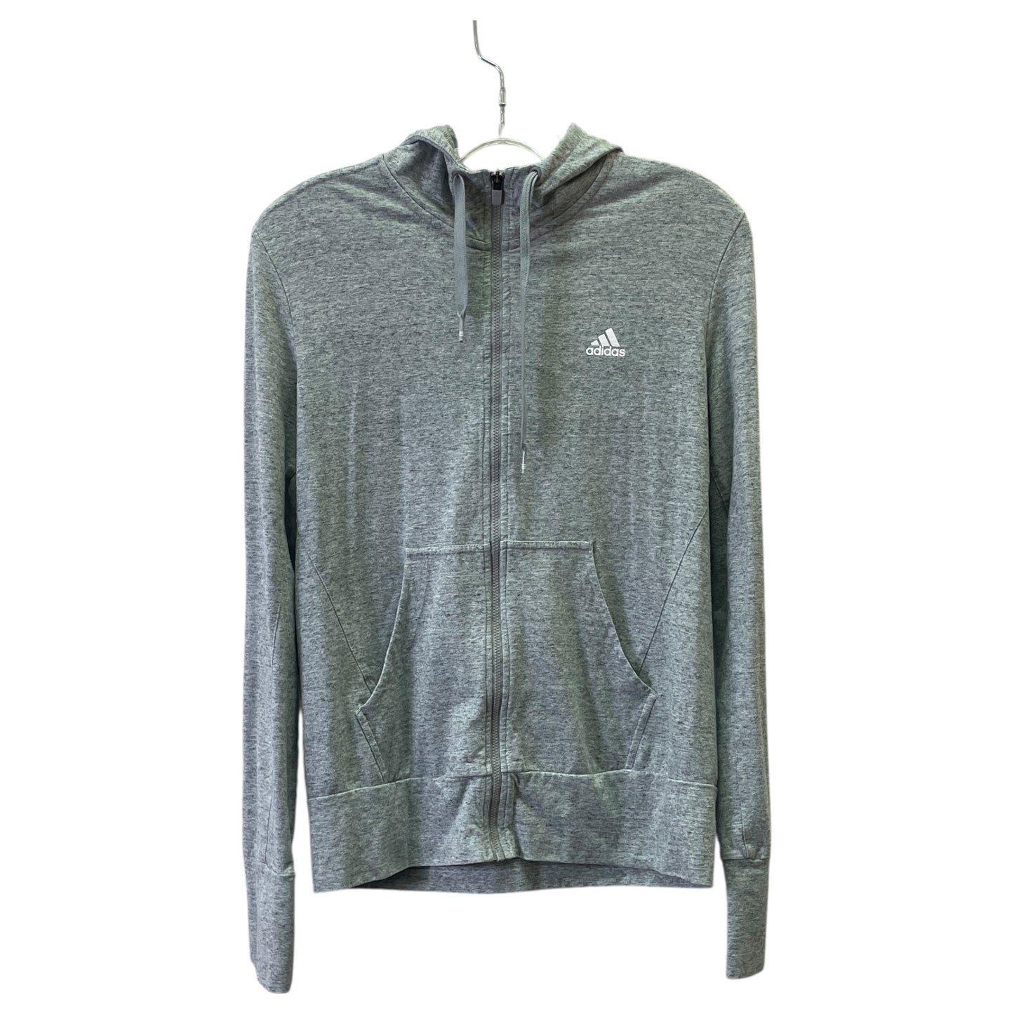 Athletic Sweatshirt Hoodie By Adidas In Grey, Size:M