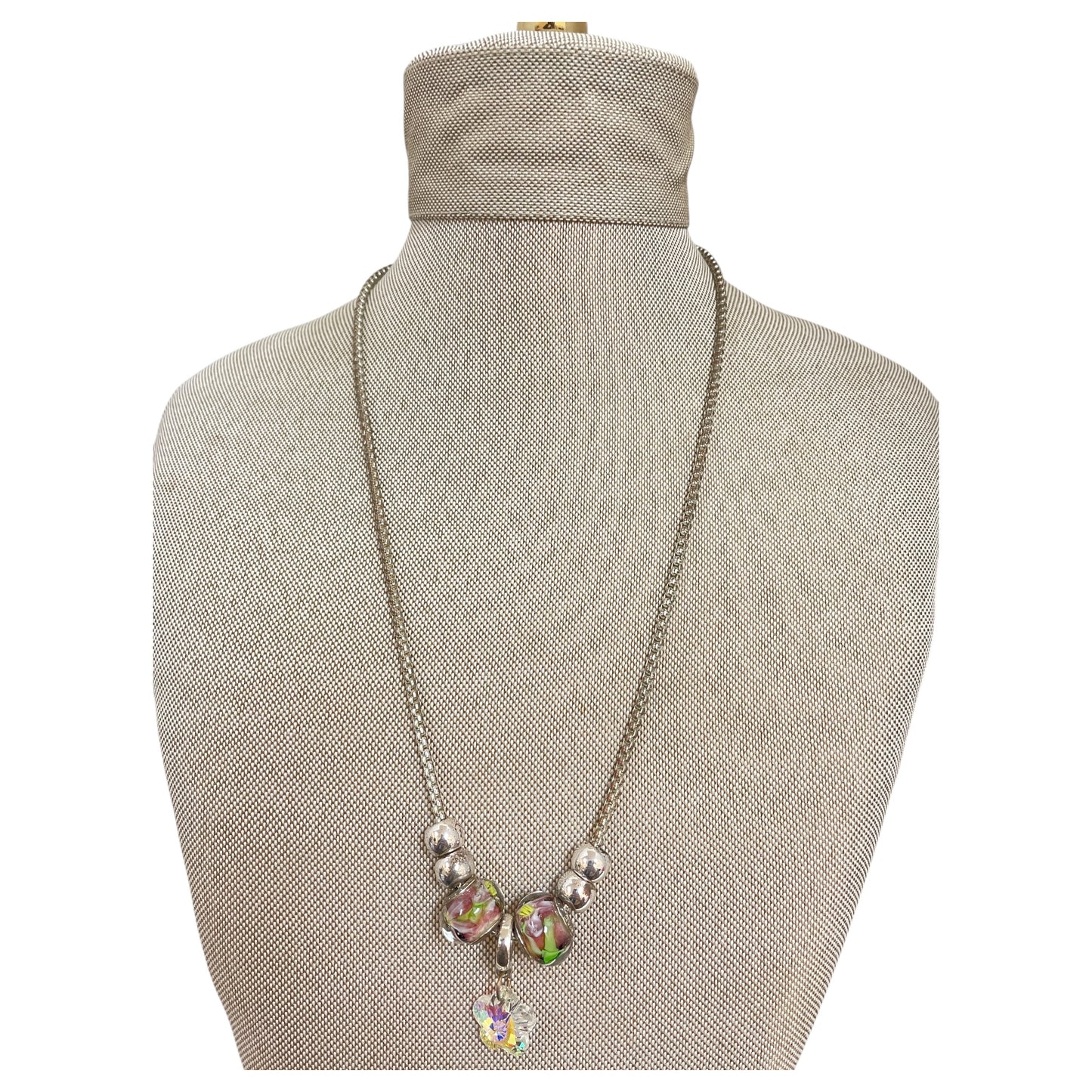 Necklace Sterling Silver By OLIVIA AND JACKSON In Green & Purple