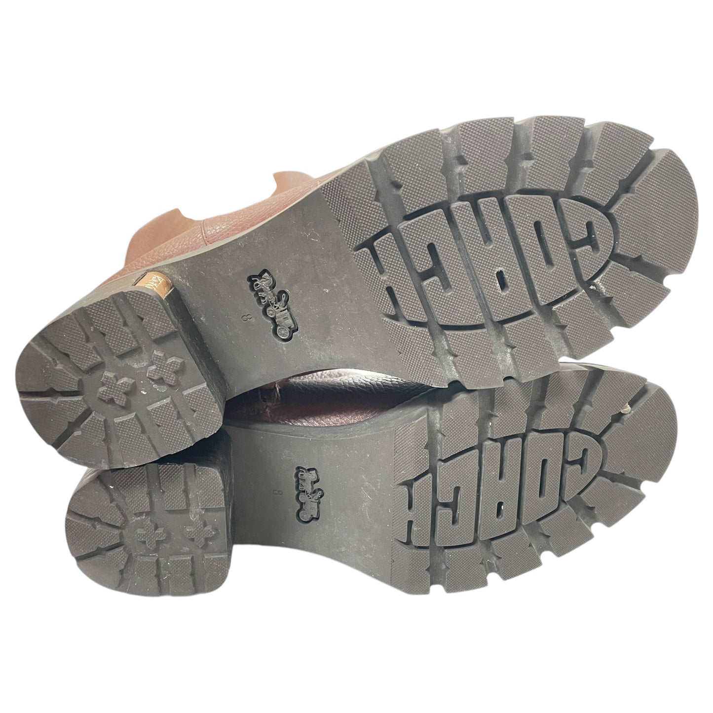 Boots Designer By Coach In Brown & Gold, Size:8