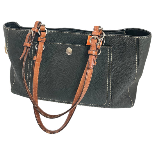 Handbag Designer By Coach In Black & Brown, Size:Medium