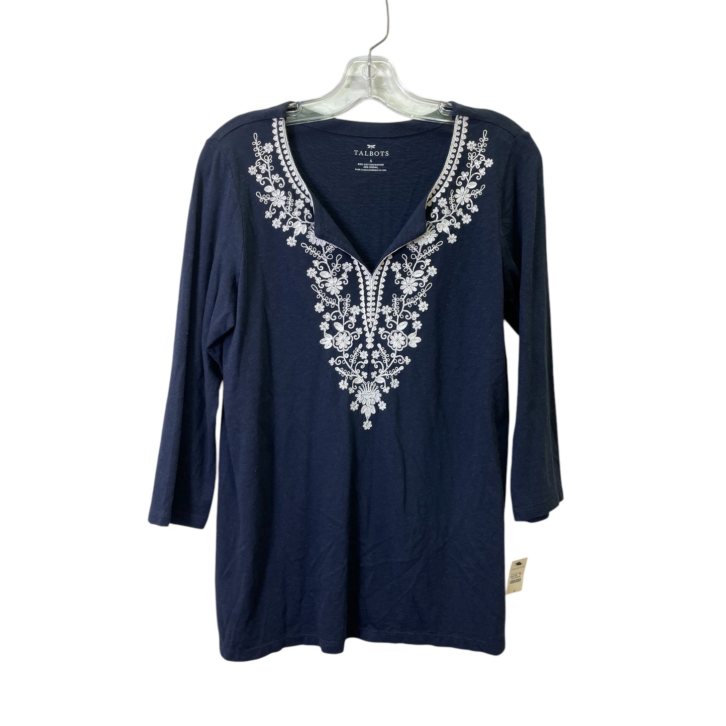 Top Ls Basic By Talbots In Blue & White, Size:S