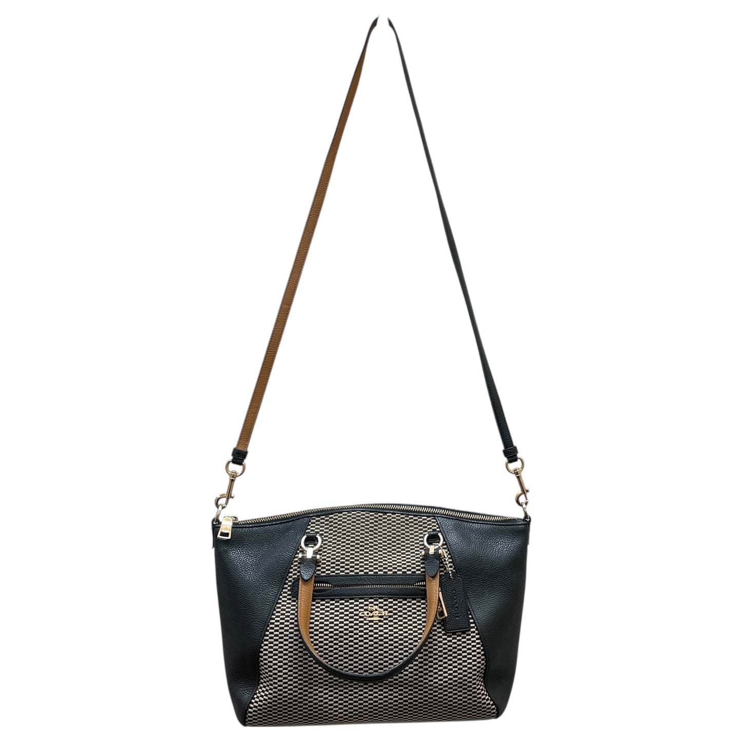 Handbag Designer By Coach In Blue & Tan, Size:Medium