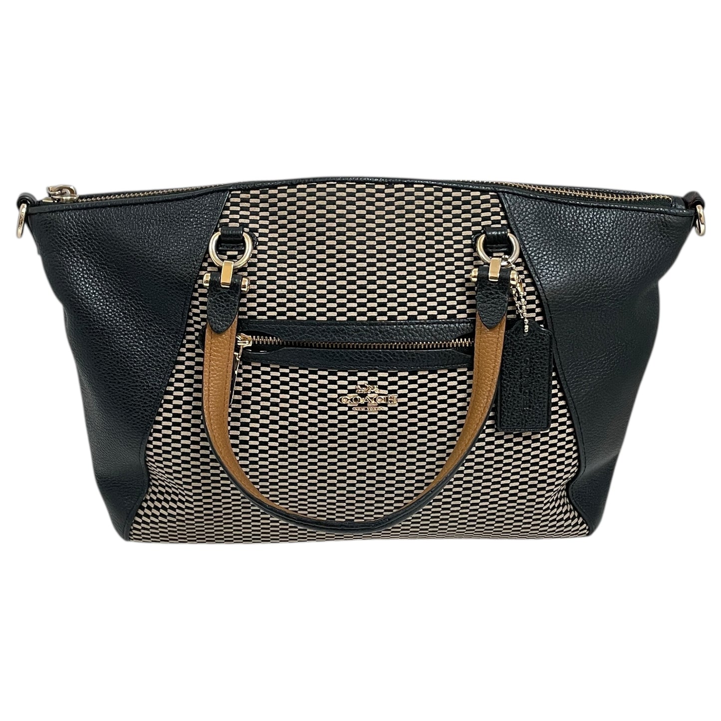 Handbag Designer By Coach In Blue & Tan, Size:Medium