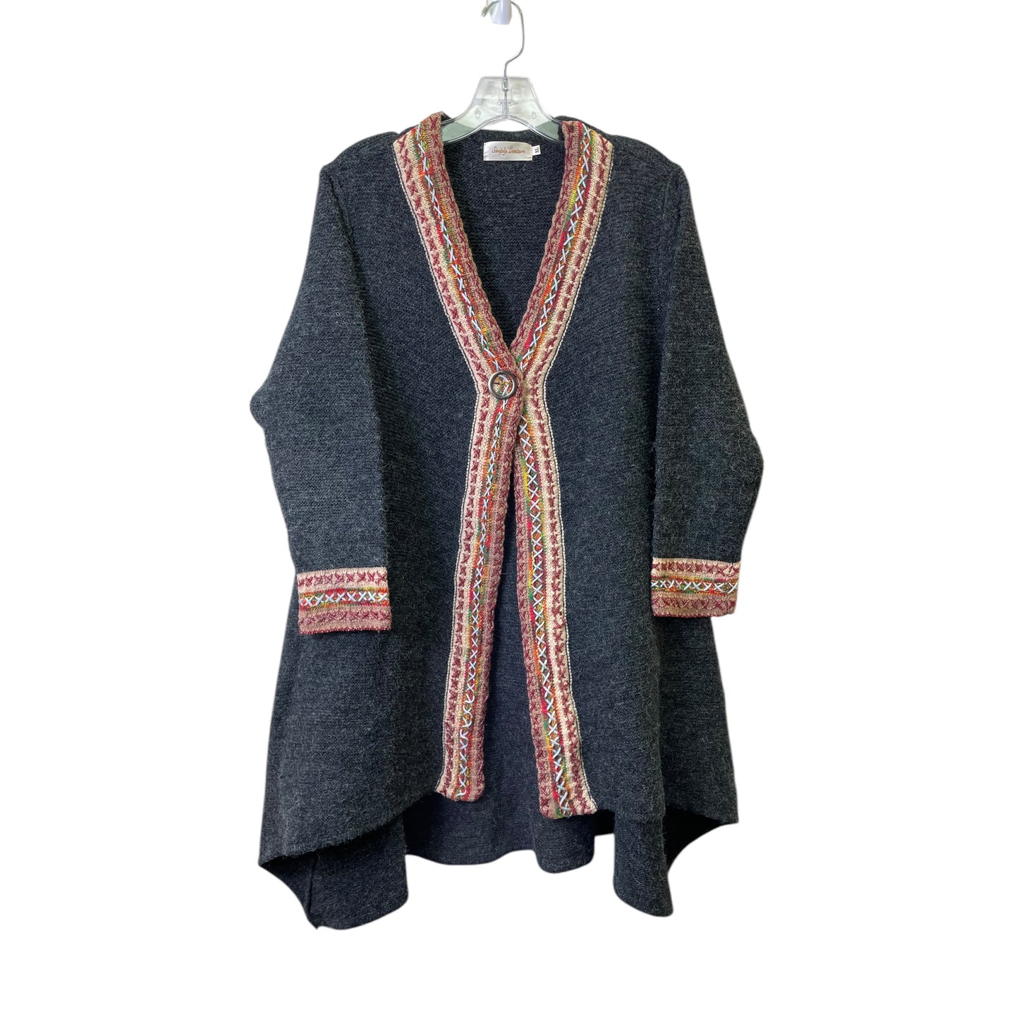 Sweater Cardigan By Simply Couture In Grey, Size:Xl