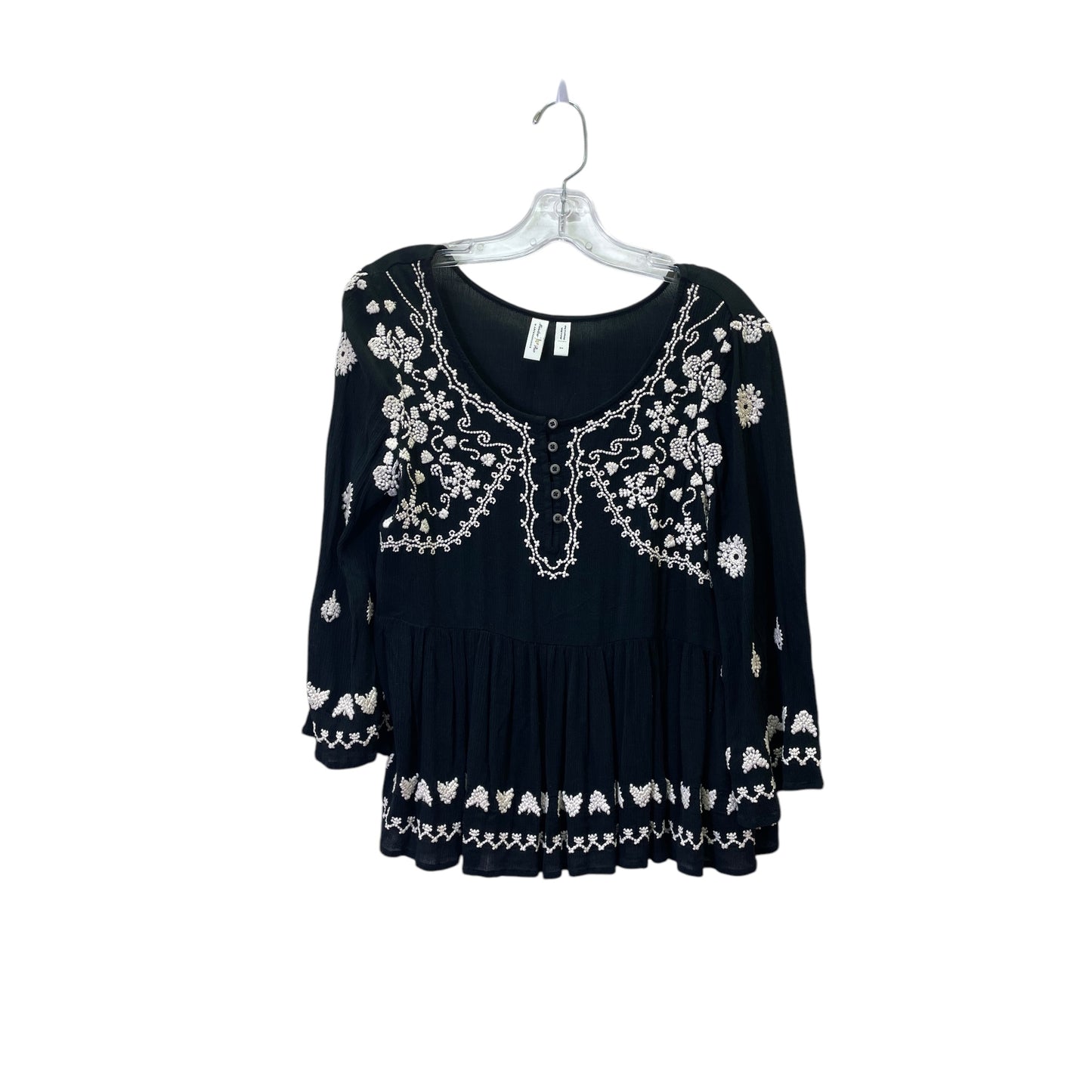 Top 3/4 Sleeve By Meadow Rue In Black & Cream, Size:Xs