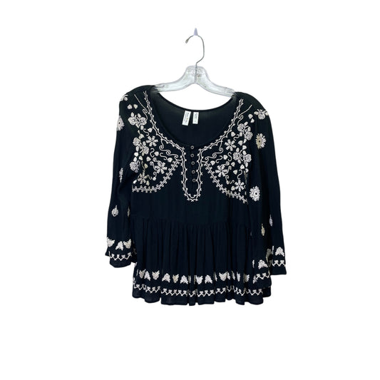 Top 3/4 Sleeve By Meadow Rue In Black & Cream, Size:Xs