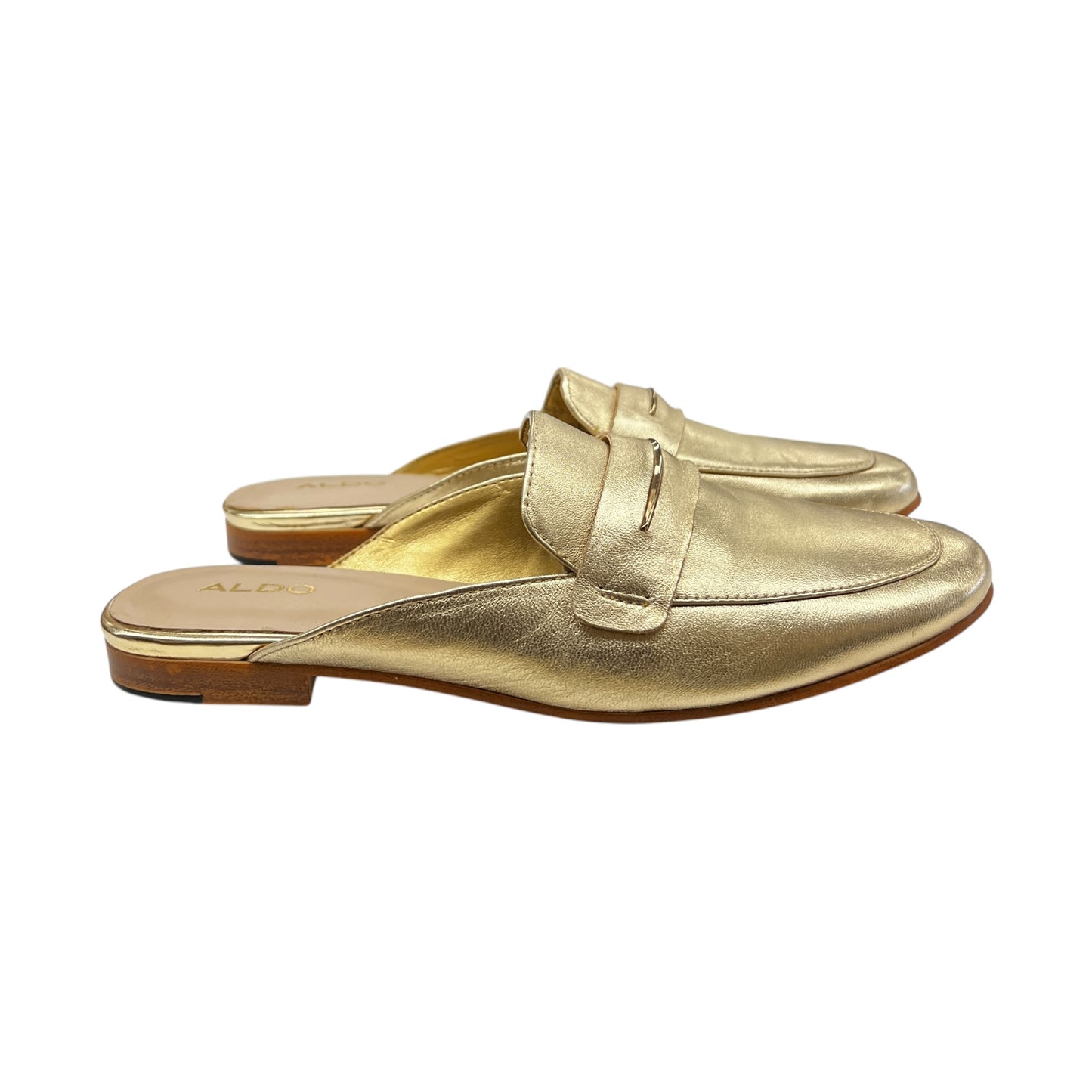 Shoes Flats By Aldo In Gold, Size:8.5