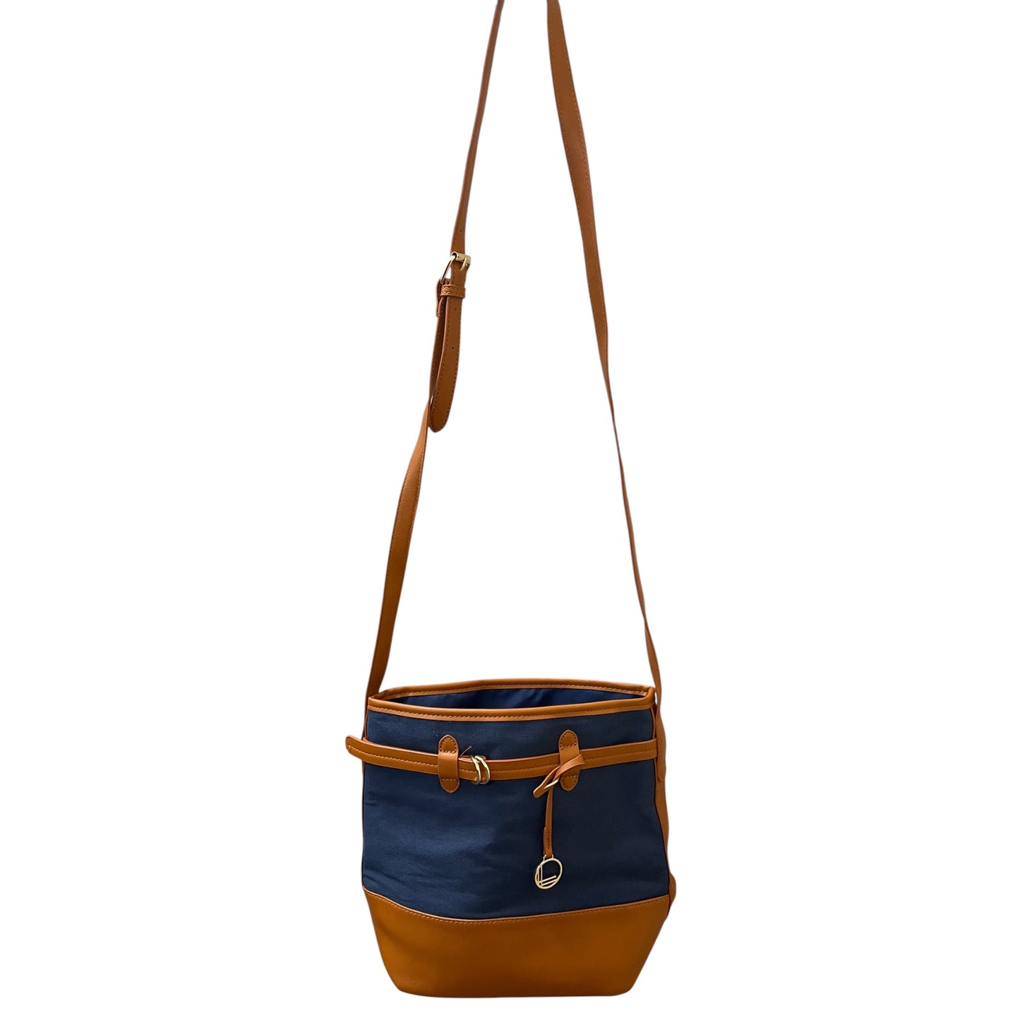 Handbag Leather By Clothes Mentor In Blue, Size:Medium