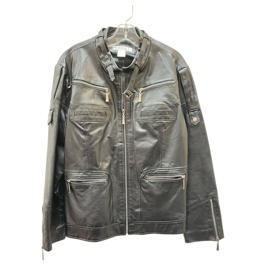 Jacket Moto Leather By Avenue In Black, Size:1X