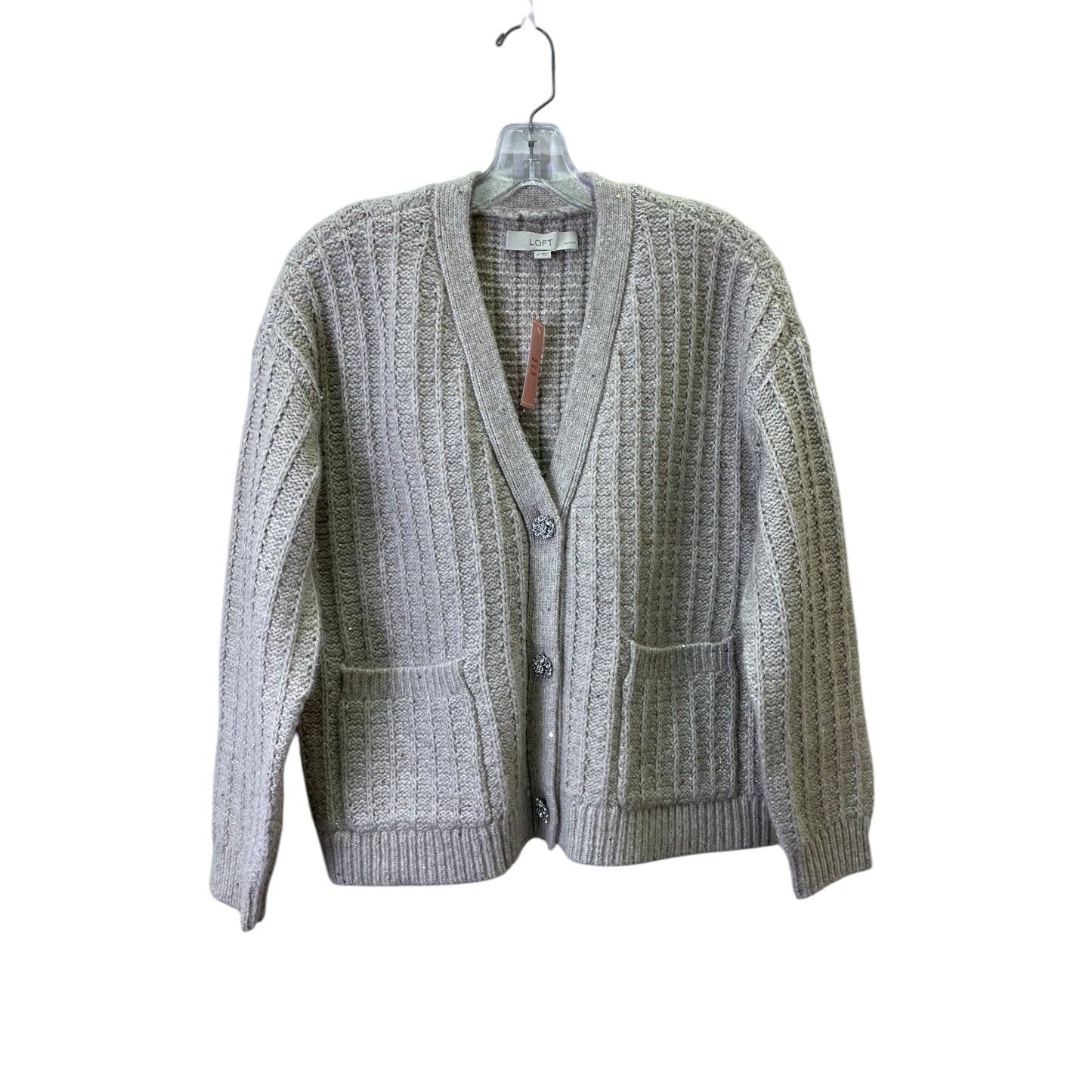 SWEATER CARDIGAN by LOFT In TAUPE, Size: L