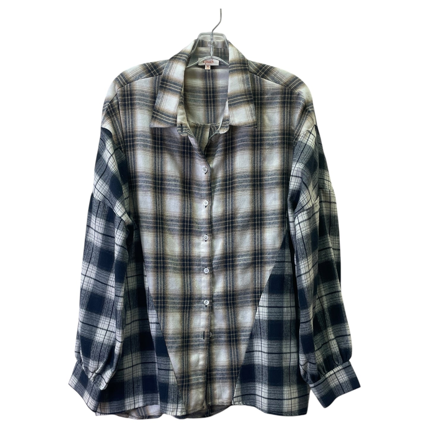 Top Ls By A Peach In Plaid Pattern, Size:M