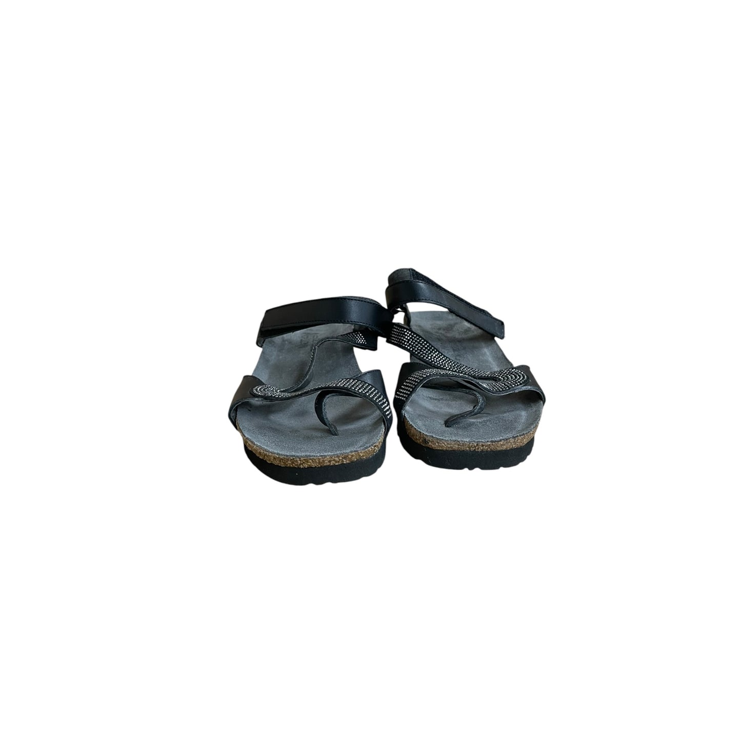 Sandals Heels Wedge By Naot In Black & Silver, Size:7
