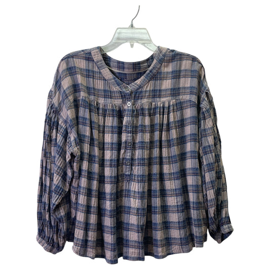 Top Ls By We The Free In Plaid Pattern, Size:M