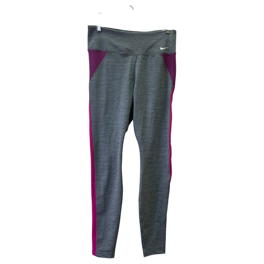 Athletic Leggings By Nike In Grey, Size:M