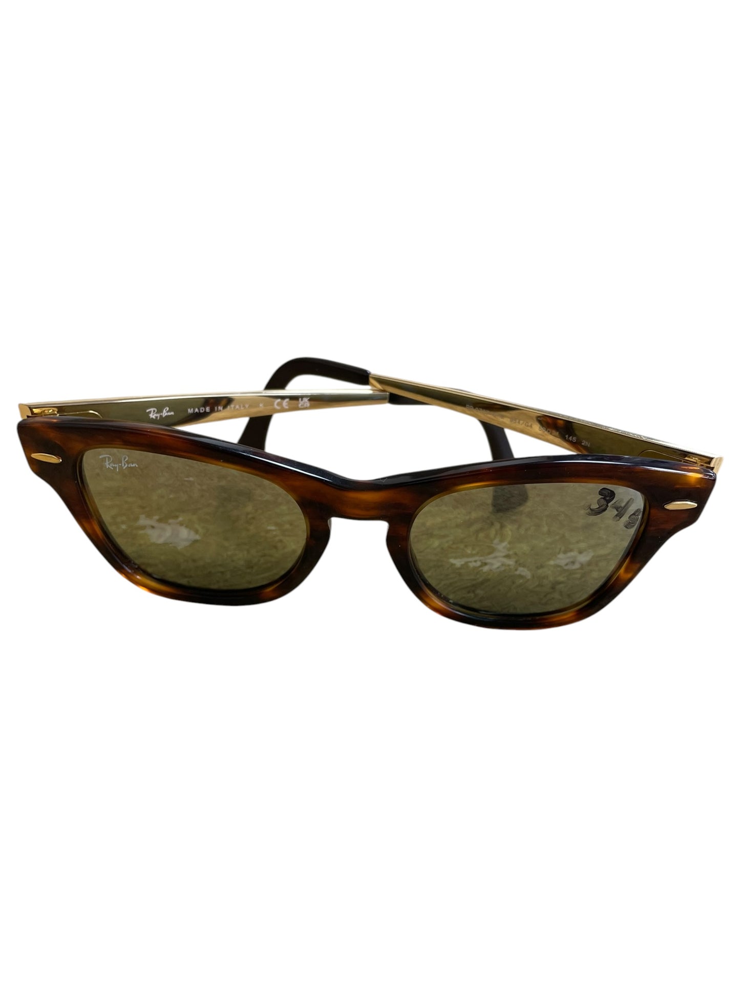 Sunglasses Designer By Ray Ban In Brown & Gold