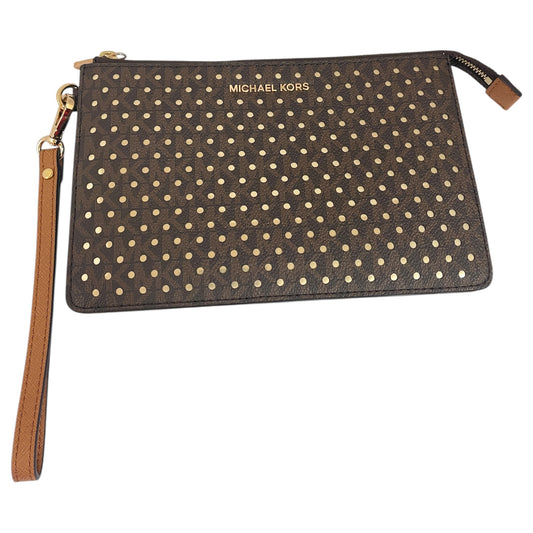 Wristlet Designer By Michael Kors In Brown & Gold, Size:Medium
